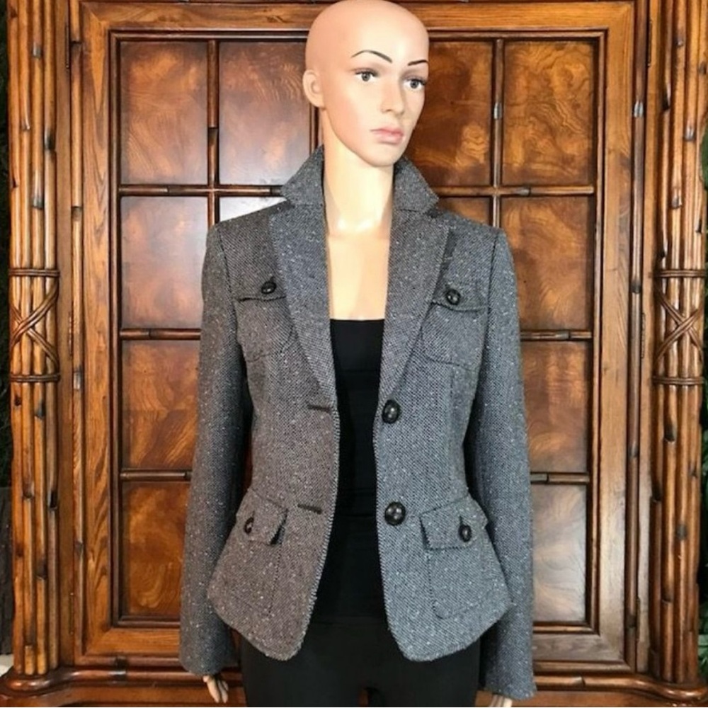 Jones New York Gray Blazer Tweed Tailored Size 8